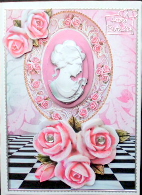 Pretty Cameo Lady with Roses in Frame by Mary Murphy