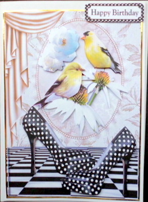 Black/white Polkadot Shoes with Yellow Birds by Mary Murphy