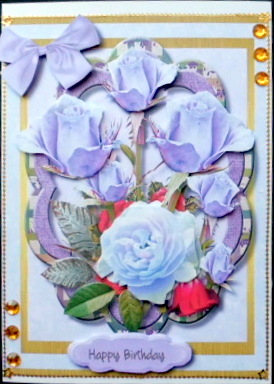 Lovely Lilac Roses on a Scalloped Frame  by Mary Murphy