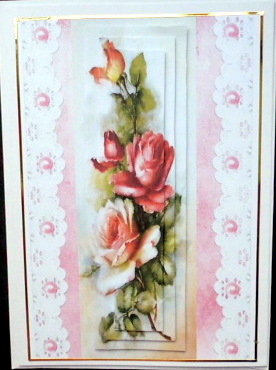 Cream Pink Roses with Broderie Anglaise & Pearls by Mary Murphy