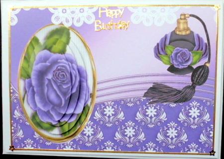 Perfume and Purple Roses Oval Pyramids by Mary Murphy