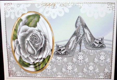 Silver Roses & Sparkle Shoes Oval Pyramids by Mary Murphy