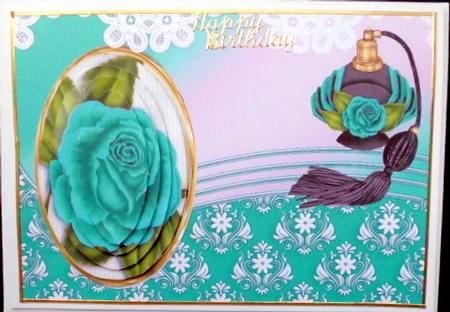 Perfume and Turq Roses Oval Pyramids by Mary Murphy