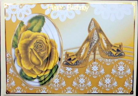 Gold Roses & Sparkle Shoes Oval Pyramids by Mary Murphy