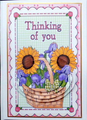 Pretty Basket of Sunflowers Thinking of You, Pyramids by Mary Murphy