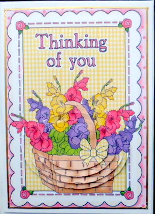 Pretty Basket of Flowers Oval Pyramids by Mary Murphy
