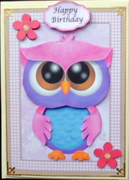 Cute Purple & Pink Owl by Mary Murphy