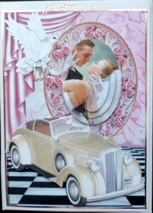 White Dove with Wedding Rings, & Roses Oval Pyramids by Mary Murphy