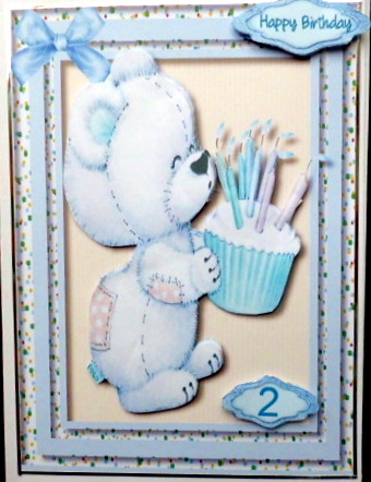 Cute Teddys Birthday Cake Blue by Mary Murphy