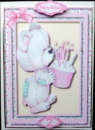 Cute Teddy's Birthday Cake Pink by Mary Murphy