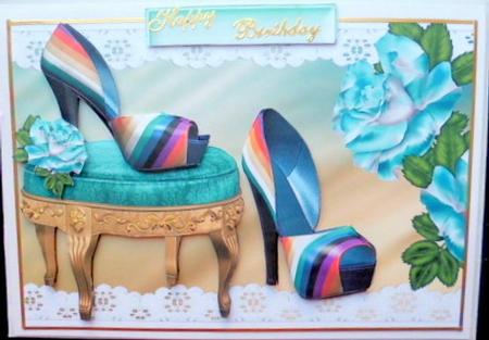Rainbow Shoes with a Stool and Roses by Mary Murphy