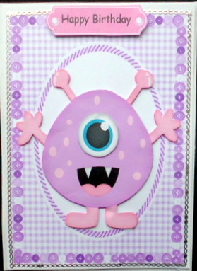 Cute Lilac & Pink Monster by Mary Murphy