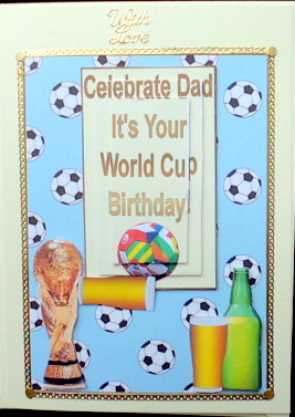 A World Cup Birthday Dad Pyramid Card Front 2 by Mary Murphy
