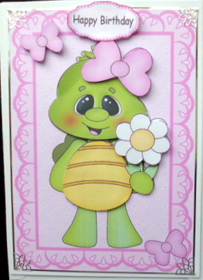 Cute Turtle with Single Daisy by Mary Murphy