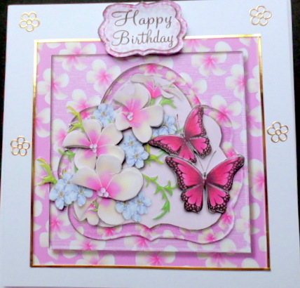 All Occasion Lavendar Frangipani & Butterflys Square Topper by Mary Murphy