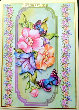 A Summer Spray of Flowers & Butterflies on a Plaque by Mary Murphy