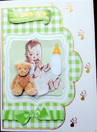Precious Boy Vintage Baby Topper and Card by Mary Murphy