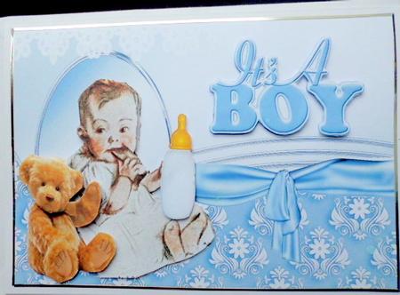 Vintage Baby Boy with His Teddy, & Bottle by Mary Murphy