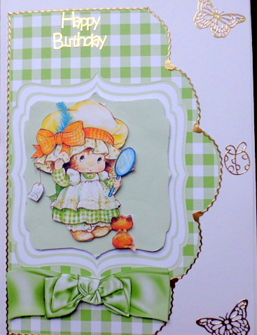 Cute Girl Topper with Kittie Card Front by Mary Murphy