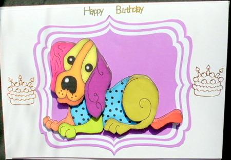 Toony Rainbow Dog in Bracket Frame by Mary Murphy