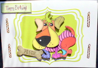 Toony Funky Rainbow Dog with His Bone by Mary Murphy