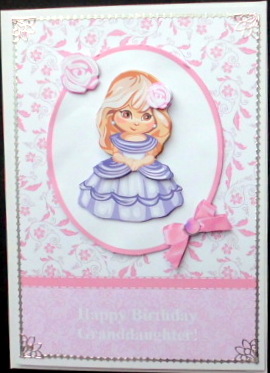 Sweet Girl Card Front & Decoupage Birthday Granddaughter by Mary Murphy