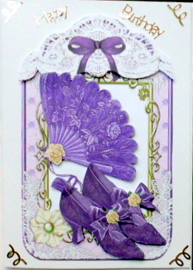 Pretty Lace Purple Vintage Fan & Shoes by Mary Murphy