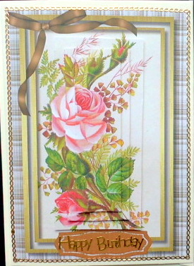 Lovely Roses in a Plaid Frame  by Mary Murphy