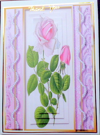 Lovely Pyramid Pink Roses with Pearls by Mary Murphy