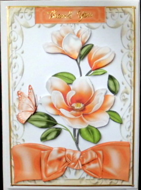 Peaches & Cream , Pretty Magnolias with Bow by Mary Murphy