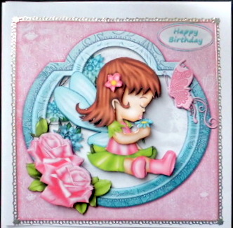 Cute Fairy Girl with Flower Square Card Front by Mary Murphy