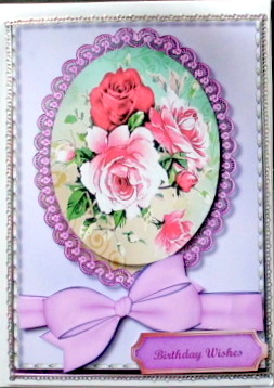 Beautiful Roses in a Stitched Frame  by Mary Murphy