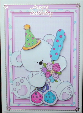 Birthday White Bear with Balloon by Mary Murphy