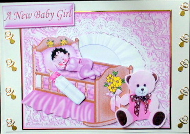 Baby Girl Sleeping in Rocking Crib with Teddy by Mary Murphy