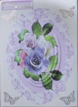 Pretty Lilac/pink Roses in Floral Frame Oval Pyramids by Mary Murphy
