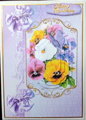 Coloured Pansies with Bows Bracket Pyramids by Mary Murphy