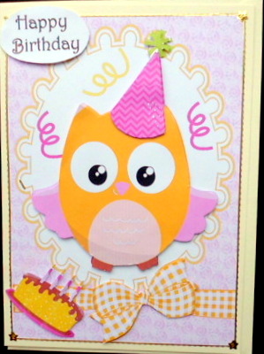 Cute Orange Birthday Owl by Mary Murphy