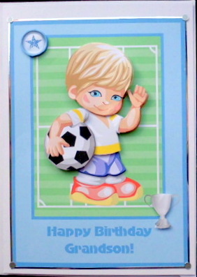 Little Football Boy Topper & Decoupage Birthday Grandson by Mary Murphy