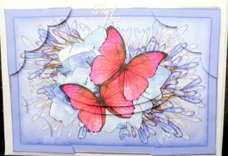 A5 Butterflies N Flowers Scallop Corners and Pyramage by Mary Murphy