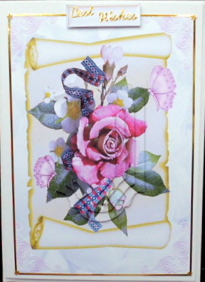 Pretty Pink Pyramid Roses on a Scroll by Mary Murphy