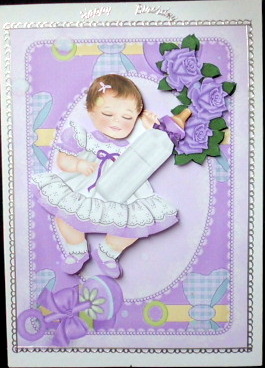 Baby Girl in Lilac with Roses & Her Bottle by Mary Murphy