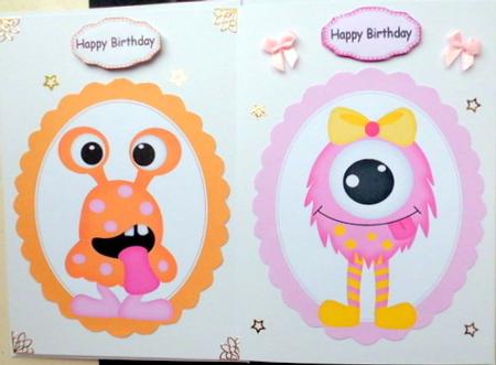 Pink & Orange Monster Toppers by Mary Murphy