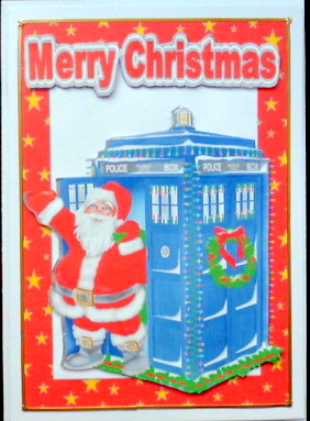 Santa Who in His Tardis in Red Star Frame by Mary Murphy