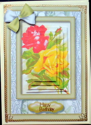 A5 Lovely Roses in a Double Beveled Frame Pyramid  by Mary Murphy