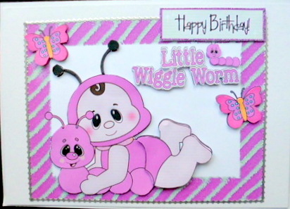 Little Wiggle Worm Baby in Pink with Butterflies by Mary Murphy