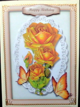 Beautiful Gold Roses and Butterflys by Mary Murphy