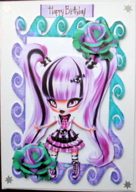 Punk Girl in Purple with Rainbow Roses in Frame by Mary Murphy