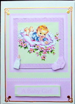 New Baby Girl Lace Frame Topper & Decoupage by Mary Murphy