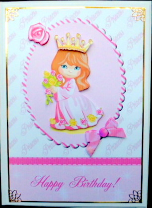 Little Princess Card Front / Topper & Decoupage (brown Hair) by Mary Murphy