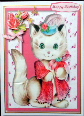 Beautiful Kitty in a Wrap and Hat  by Mary Murphy